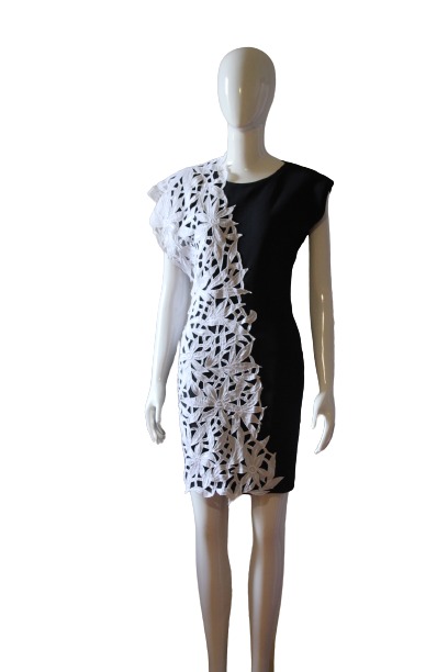 Black, White lace dress frontjpg