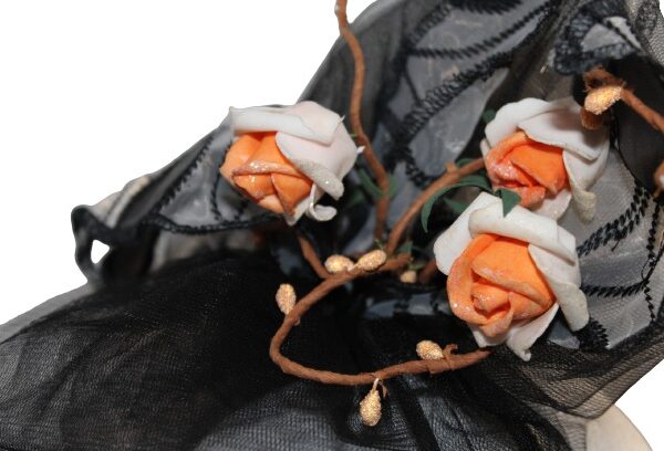Black with White Orange Flower fascinator