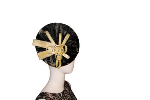 Diamond on black fascinator