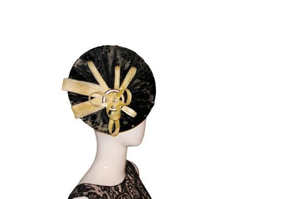 Diamond on black fascinator