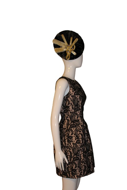 Diamond on black fascinator