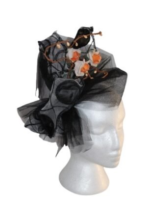 Black with White Orange Flower fascinator