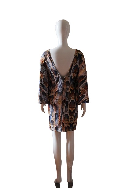 Snake-Print-with-butterfly-shaped-sleeves-back-Dress.