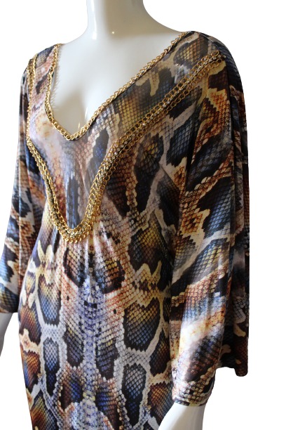 Snake-Print-with-butterfly-shaped-sleeves-front2Dress