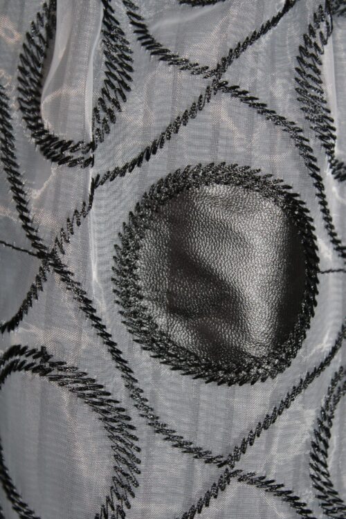 Grey skirt with big black dots