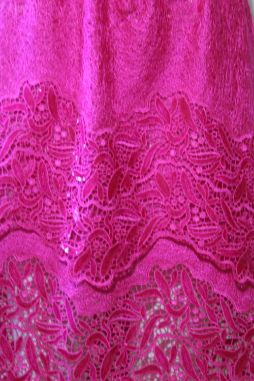 Lace sequined magenta skirt