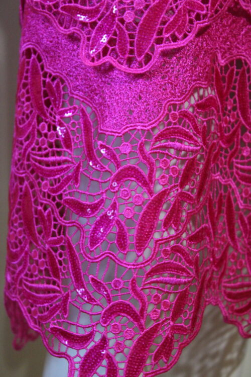 Lace sequined magenta skirt