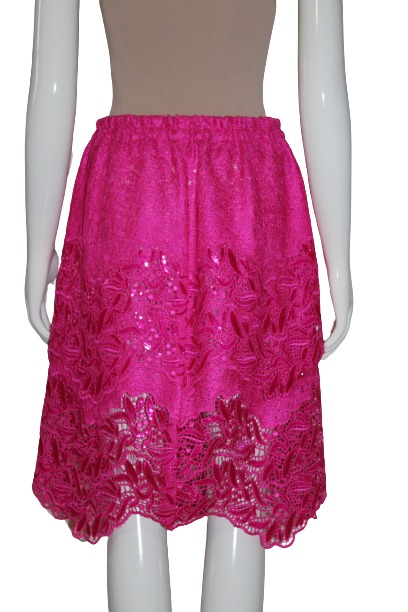 Lace sequined magenta skirt