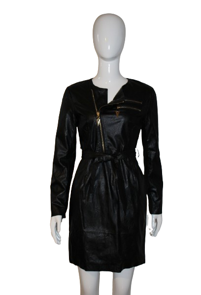 Black Leather dress with zips