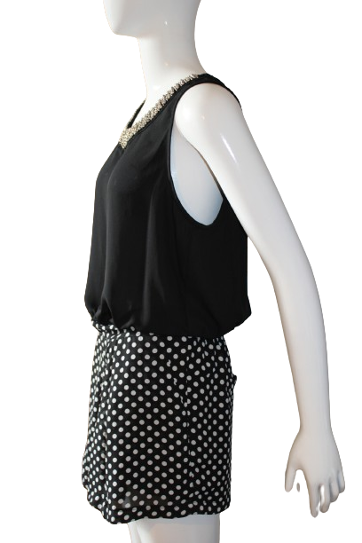 Jumpsuit White & Black polka dots