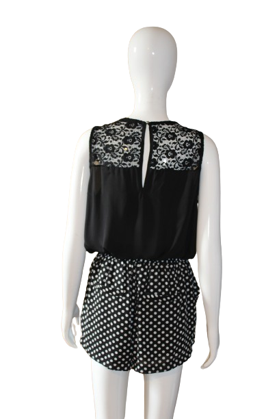 Jumpsuit White & Black polka dots