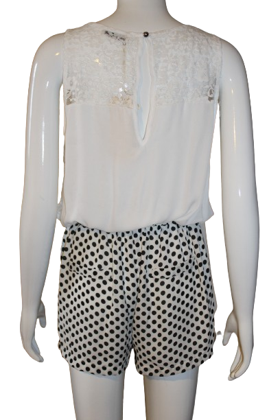 Jumpsuit White & Black polka dots