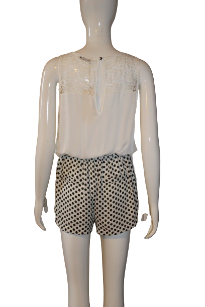 Jumpsuit White & Black polka dots