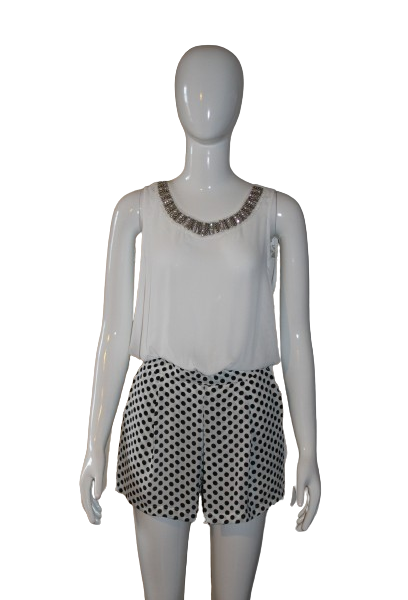 Jumpsuit White & Black polka dots
