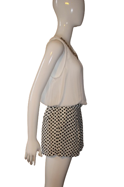 Jumpsuit White & Black polka dots
