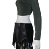 Black-faux tassels leather shorts