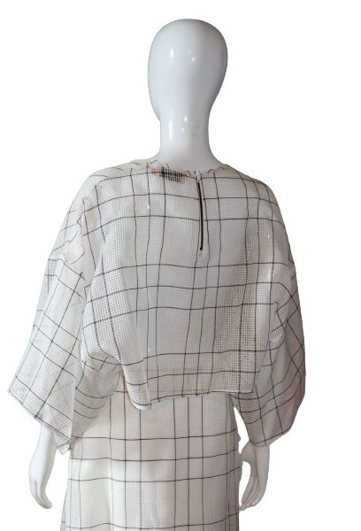 White with black lines costume