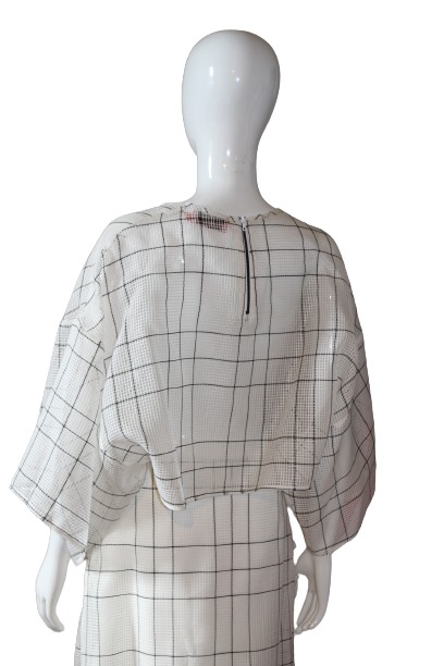 White with black lines costume