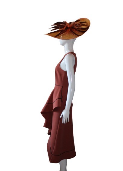 Women wide brim light and dark Brown color hat