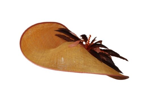 Women wide brim light and dark Brown color hat