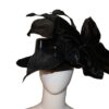 Black hat with bow on side.