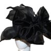 Black hat with bow on side.