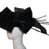 Black hat with bow on side.