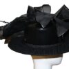 Black hat with bow on side.