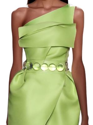 Green One Shoulder Sleeveless Dress