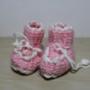 Pink and White knitted booties