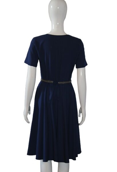 Dark Blue Summer Dress Elegant Sleeveless Midi Dress for Women