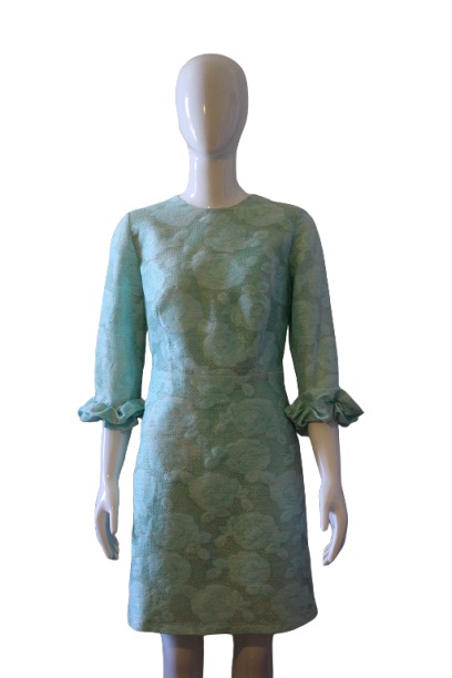 Ambroise-with-gold-fabric-light-aqua-dress-front.