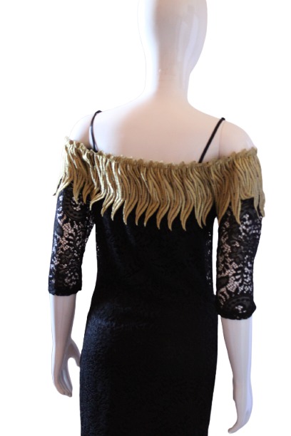 Black dress with gold embroidery