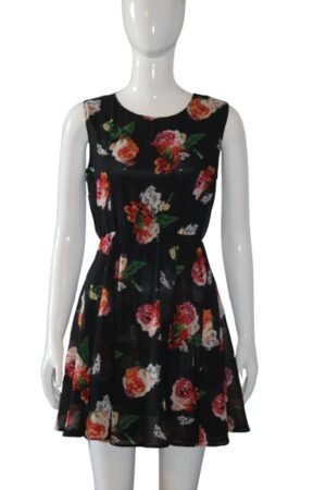 Black with white, red dress front
