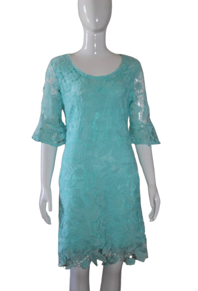 color-aqua-lace-fabric-dress-front