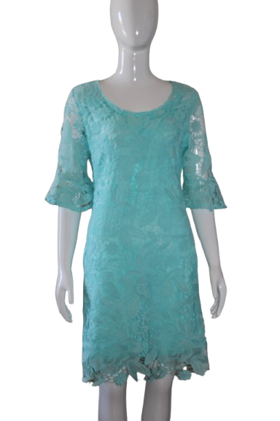 color-aqua-lace-fabric-dress-front