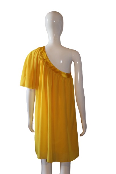 Yellow one-shoulder dress