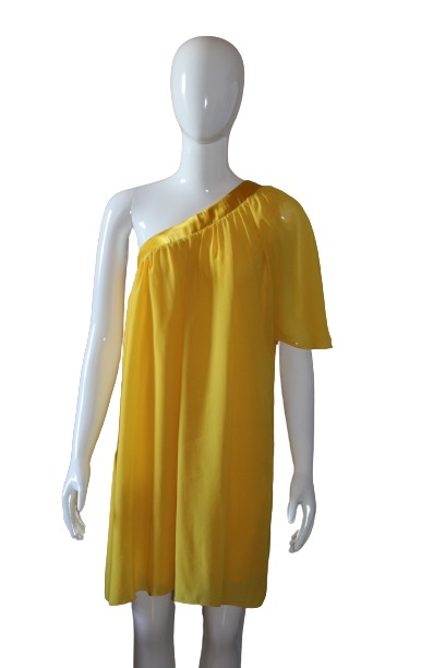 Yellow one-shoulder dress