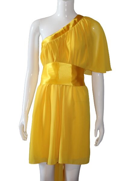 Yellow one-shoulder dress