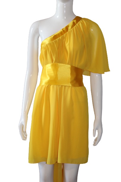 Yellow one-shoulder dress