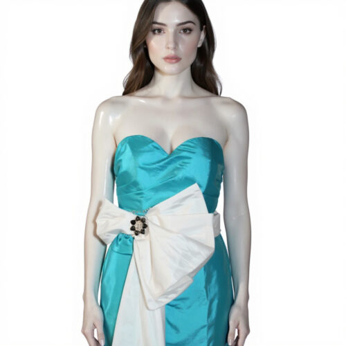 Light Blue Cocktail dress with trail