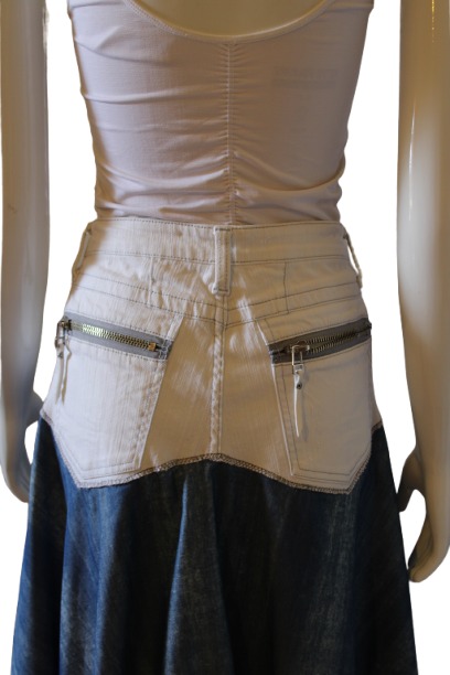 Skirt White and blue combination back Skirt-White-and-blue-combination-back.