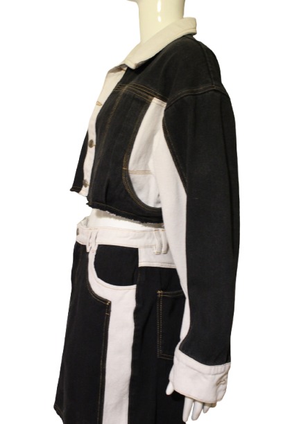 White & Black jeans crop top