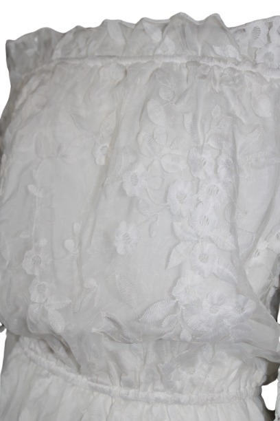 White Off-Shoulder Lace Floral Embroidered Summer Boho dress