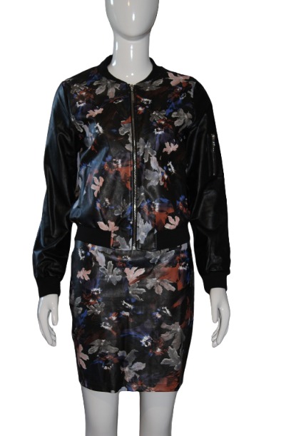 Black with color flowers patten costume front Black-with-color-flowers-patten-costume-