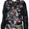 Black with color flowers patten costume front1 Costume with leaf pattern Jacket & Skirt