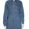 A blue denim shirt dress