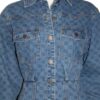 A blue denim shirt dress