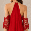 Red Dress with open shoulders