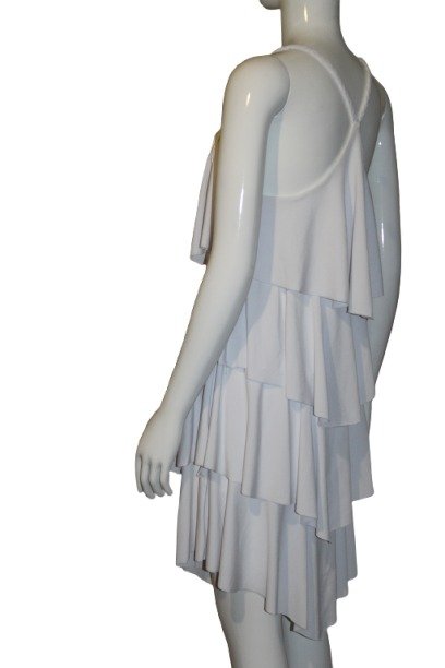 Multiple asymmetrical tiered ruffles dress